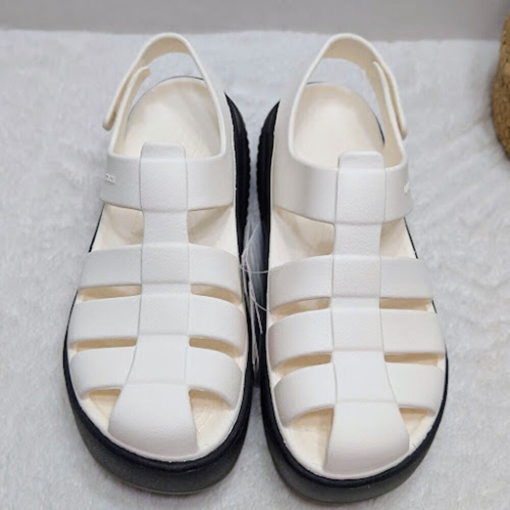 CROCS Stomp Black & White Fisherman Chunky Platform Sandals Women's 10 NWT - Picture 5 of 12